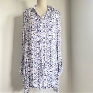 NWT Country Blue/White Tunic Dress, Medium, White Crow